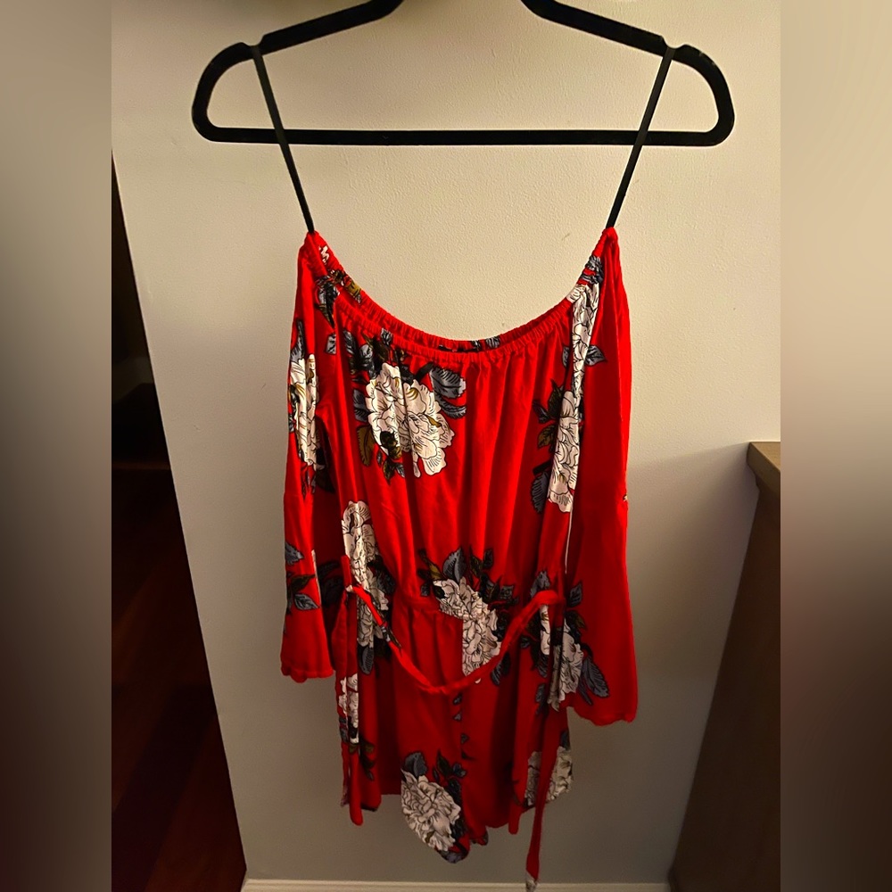 Fashion Nova Red floral Romper